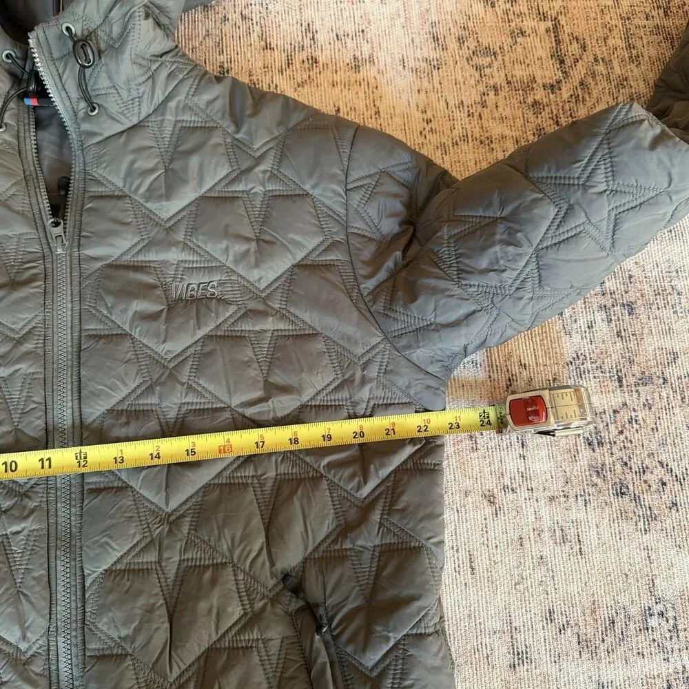Vibes North Star Puffer Space Jacket Size Medium Padded Coat With Hood Grey